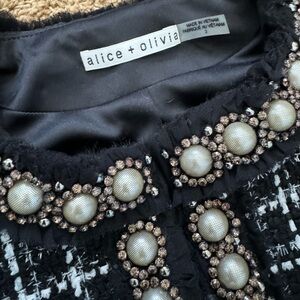 Alice + Olivia Carmen Embellished Tweed Blazer